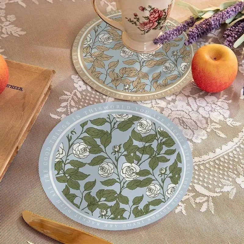 2PC Round Luxury Dining Table Mats – Waterproof & Insulated Dining Table Mat Babs