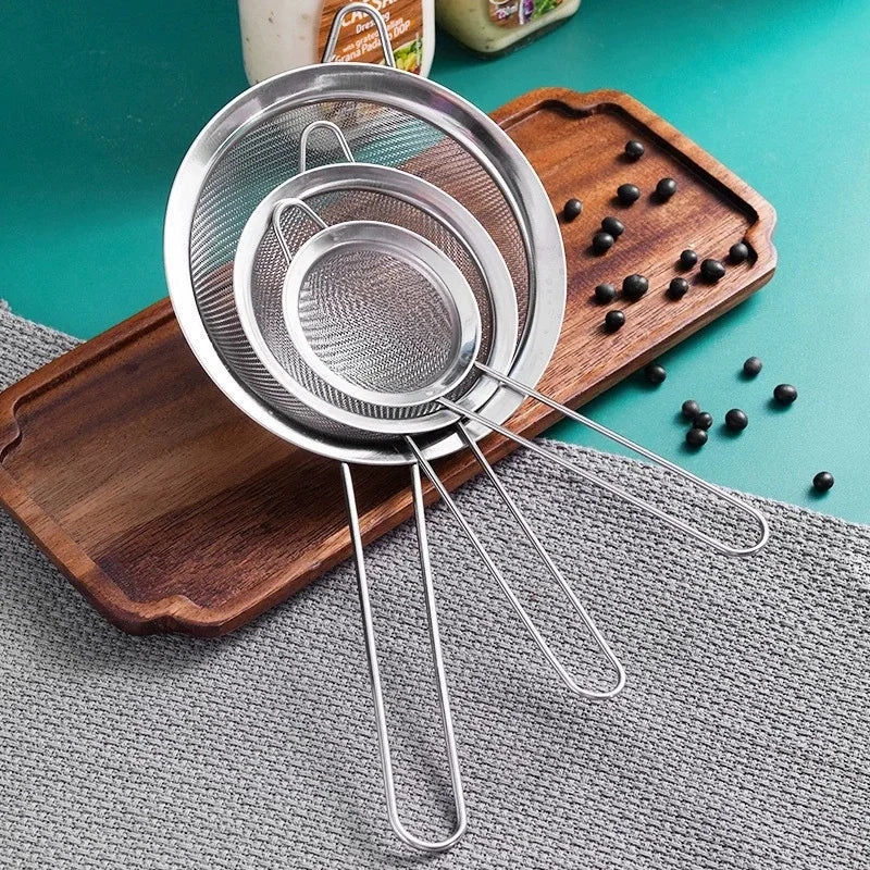 3-Piece Stainless Steel Mesh Strainer Set – S/M/L Kitchen Sieve Kitchen Mesh Strainer Babs 3Pcs