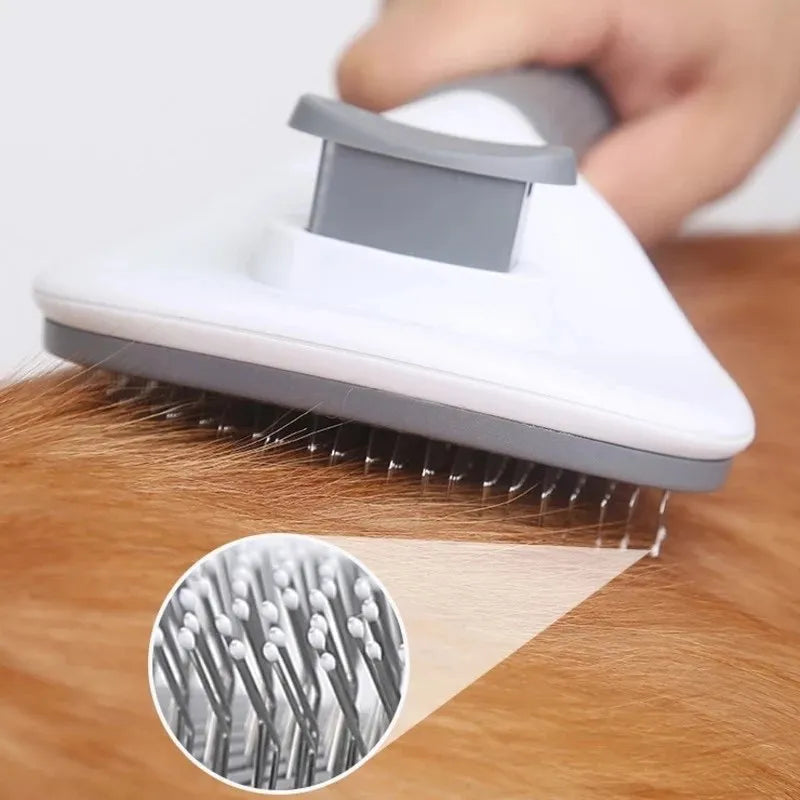Self-Cleaning Pet Slicker Brush | One-Click, 60° Needles Pet Grooming Brush Babs