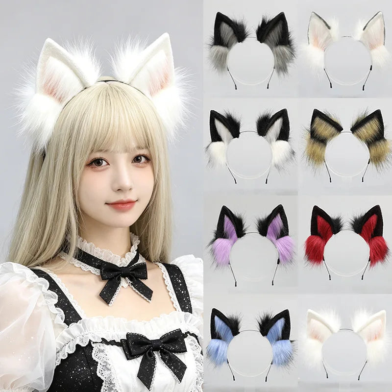 Wolf Ears & Tail Cosplay Set – Faux Fur Costume Headband Cosplay Costume Set Babs