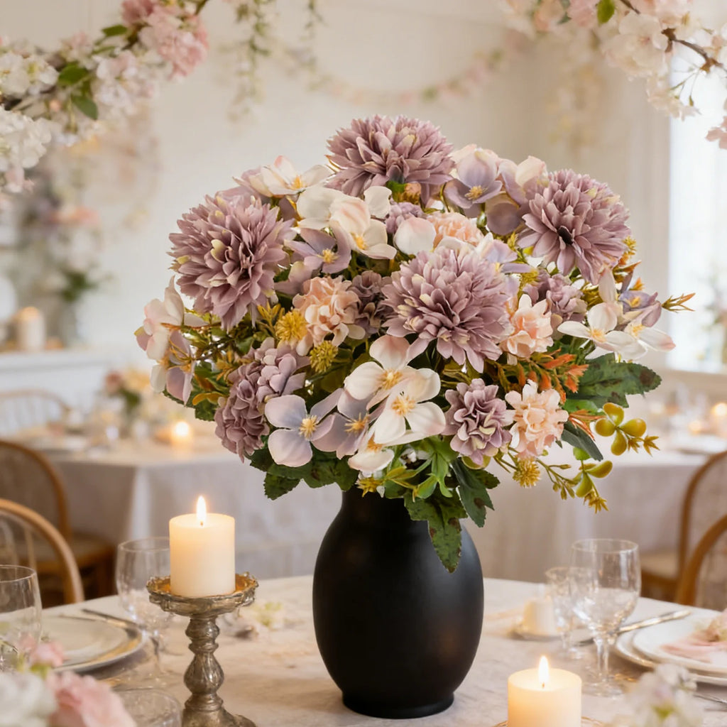 Silk Hydrangea & Carnation Artificial Flowers – Wedding Decor Artificial Silk Flowers Babs