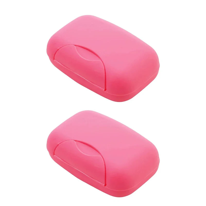 Portable Travel Soap Dish Box – Candy Color Plastic Holder Travel Soap Dish Babs 2pcs Pink L