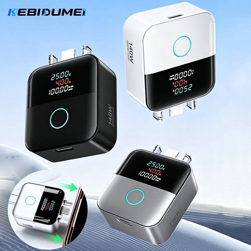USB-C Auto Disconnect Charger Adapter 140W Digital Display USB-C Charger Adapter Babs