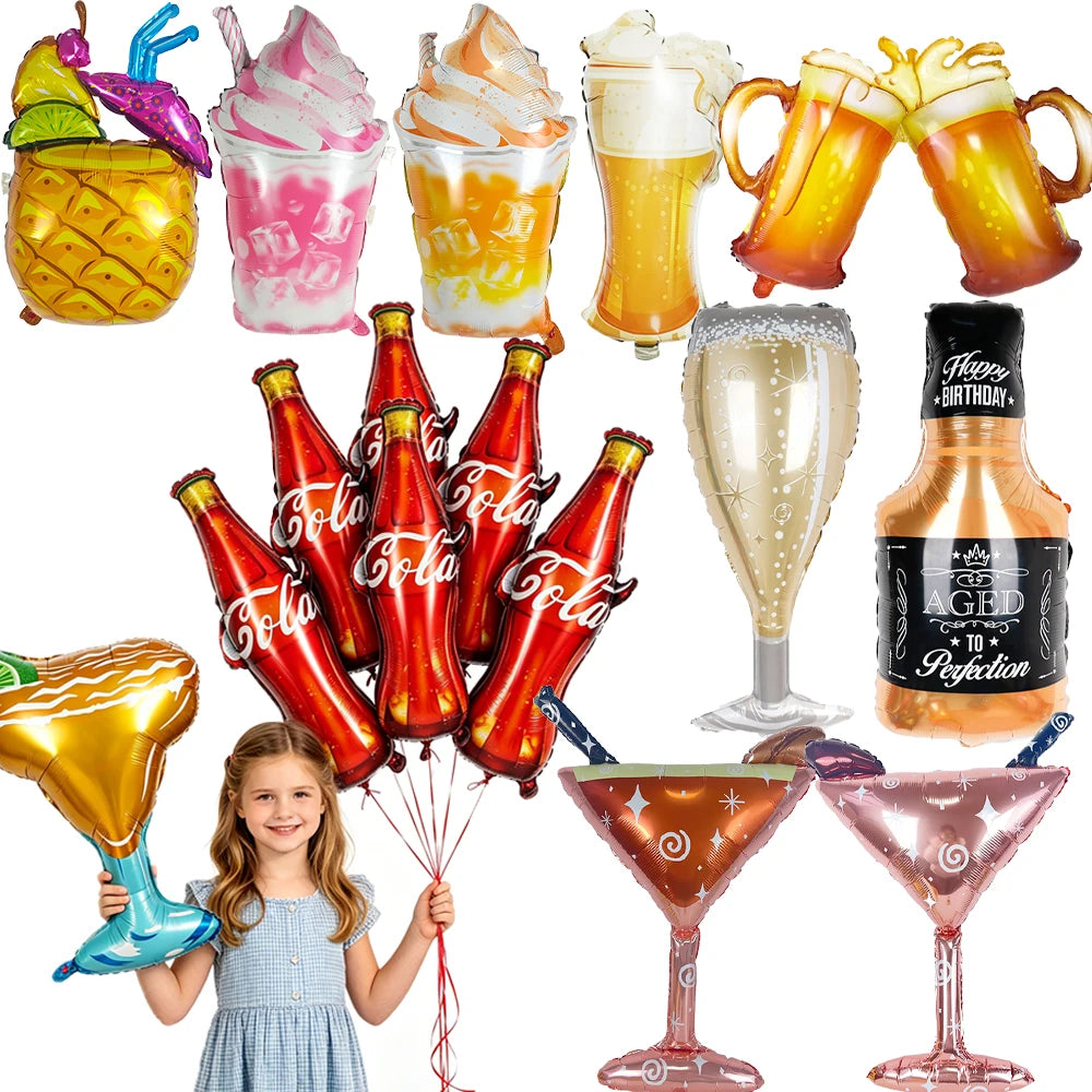Summer Drink Foil Balloons – Beer, Wine & Cocktail Party Decor Party Foil Balloons Babs