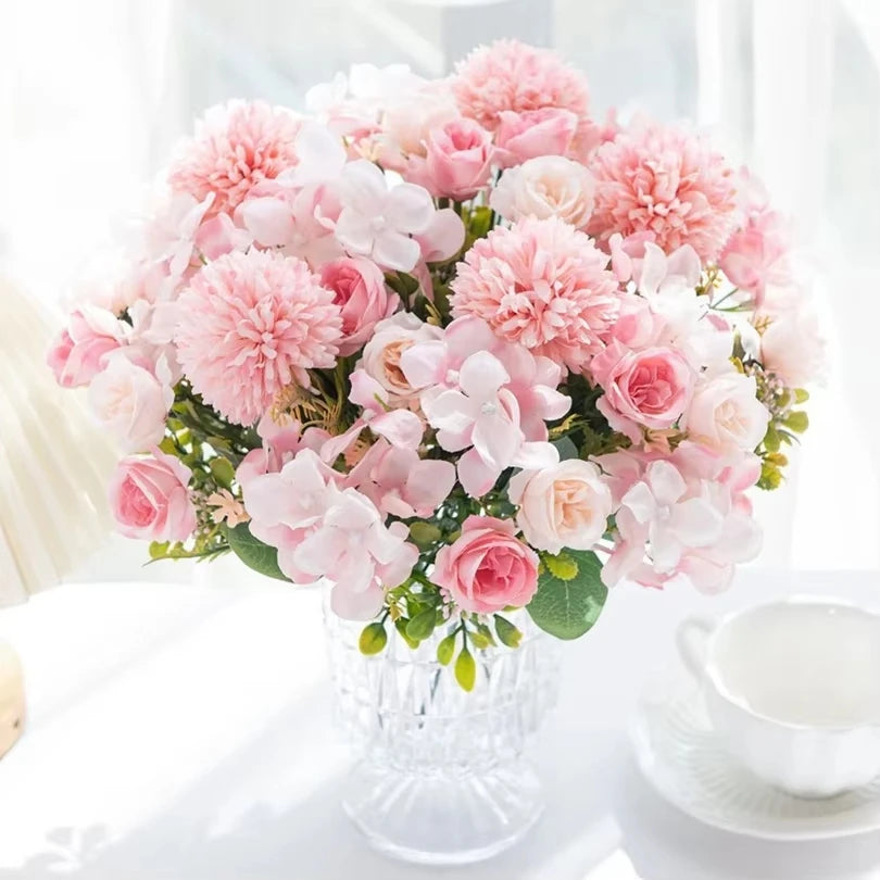 Silk Rose & Chrysanthemum Bouquet – Wedding & Home Décor Artificial Flower Bouquet Babs