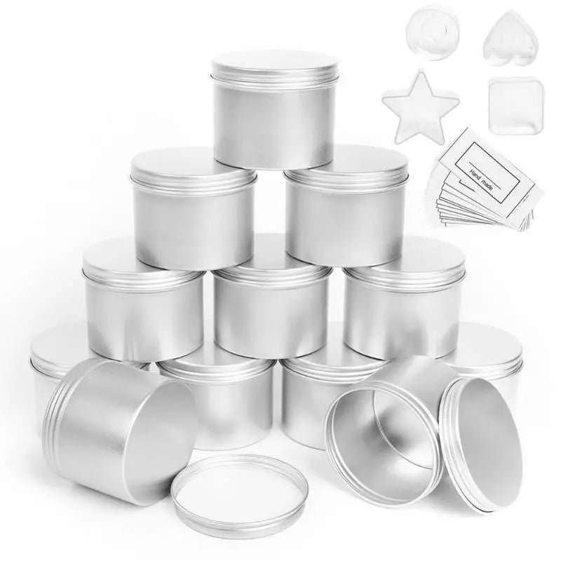 5-Pack 100ml Round Aluminum Tin Jars with Lids – DIY Candle & Skincare Tin Candle Jars Babs Silver-5pcs