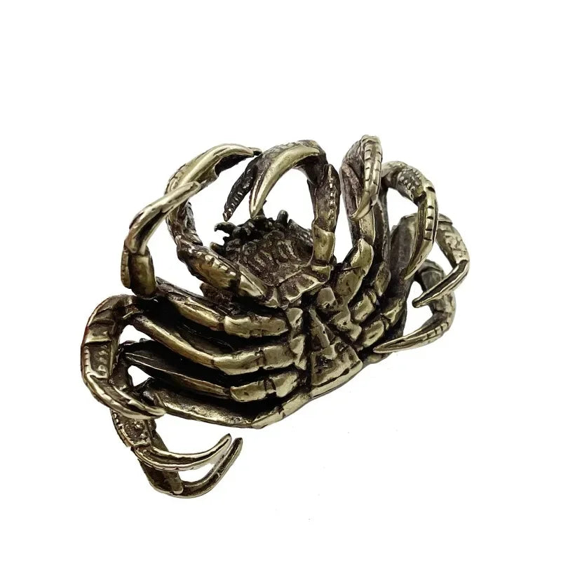 Antique Bronze Brass Crab Miniature Figurine Car Ornament Miniature Figurine Babs