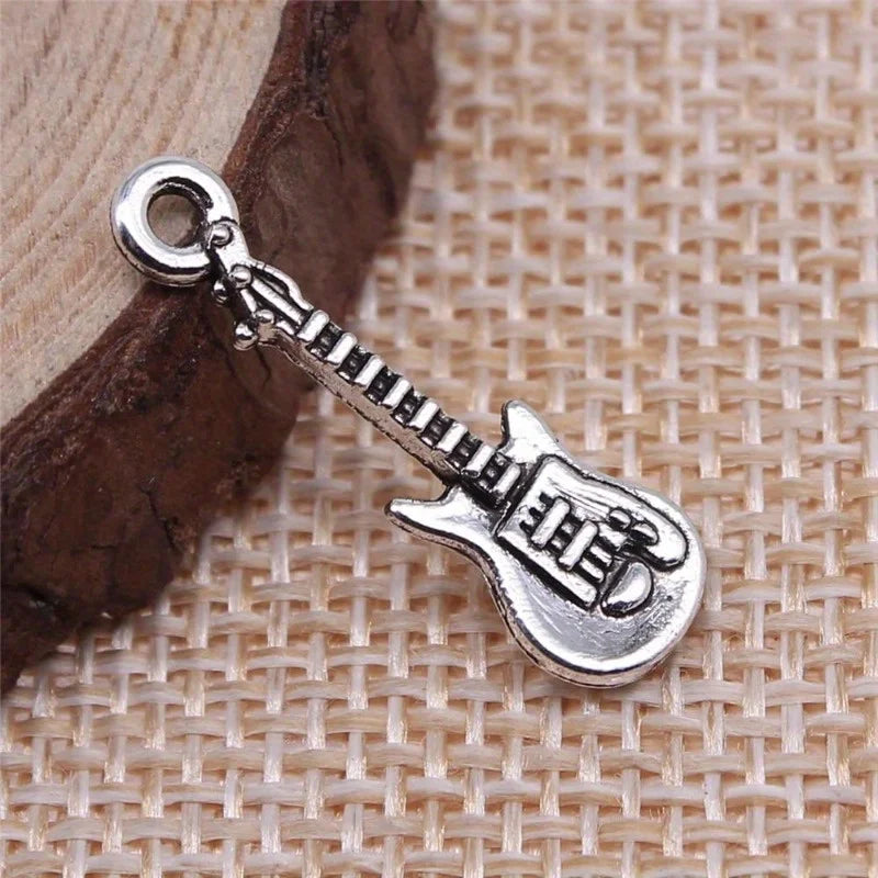 50pcs Antique Silver Guitar Charms Pendants – DIY Jewelry Making Jewelry Making Charms Babs