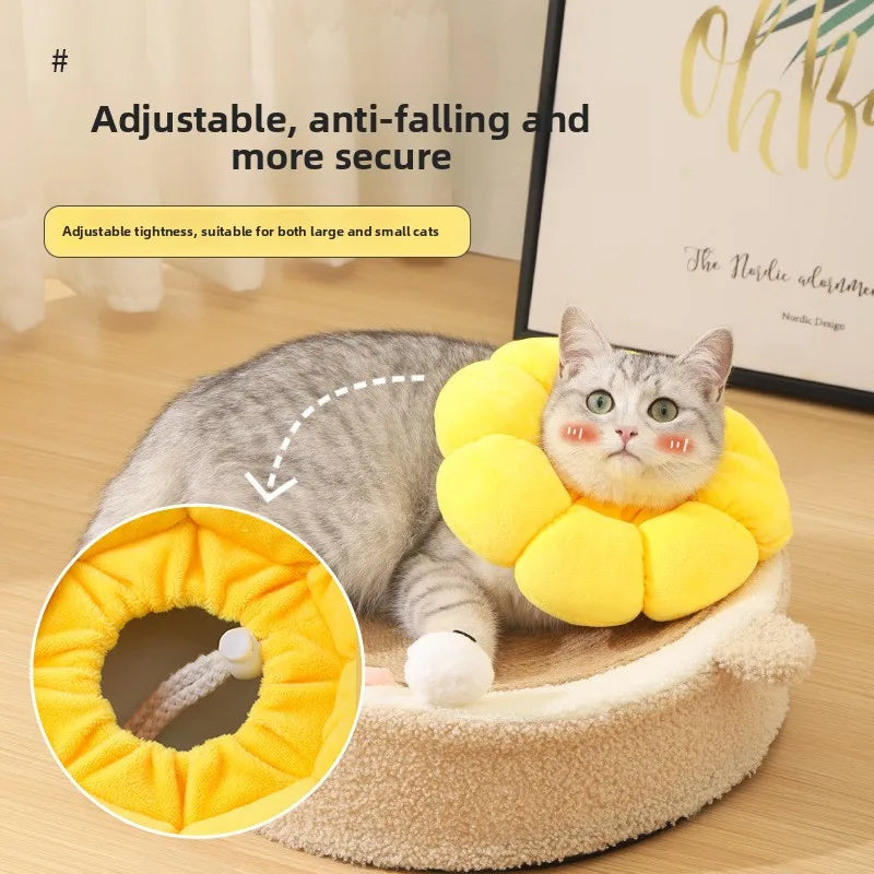 Adjustable Sunflower Cat Recovery Collar – Soft Neck Cone Pet Recovery Collar Babs