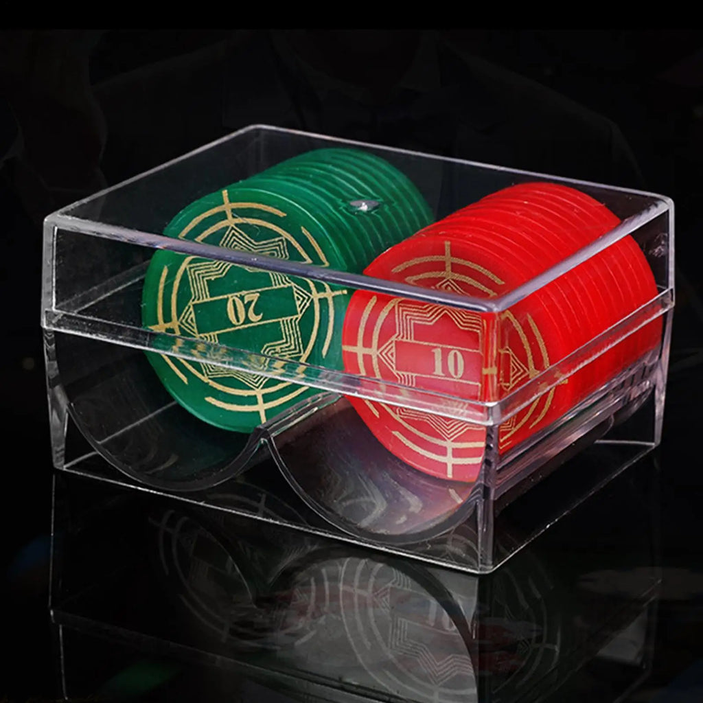 Acrylic Poker Chip Rack – 40-Chip Transparent Tray with Cover Poker Chip Rack Babs