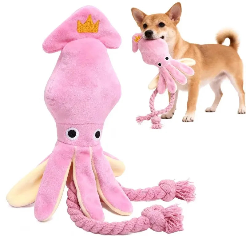 Octopus Dog Chew Toy – Plush Squeaky Rope Toy for Pets Dog Chew Toy Babs