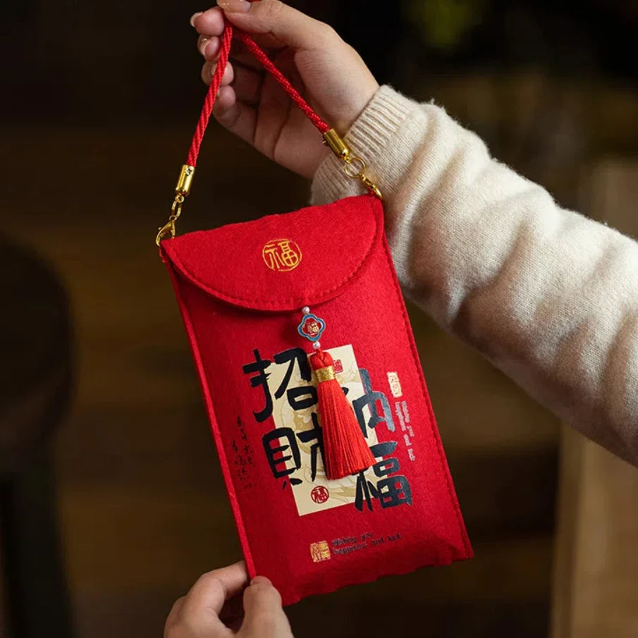 Traditional Brocade Red Envelope – Embroidered New Year Blessing Bag Brocade Red Envelope Babs style 2