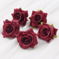 Artificial Silk Rose Flower Heads 5cm – 5/10 Pcs for DIY Décor Artificial Flower Heads Babs Wine Red 5PCS