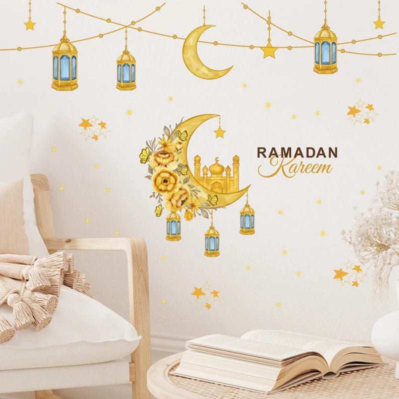 Ramadan Mubarak Wall & Window Stickers – Eid Moon Star Decor Decorative Wall Stickers Babs B