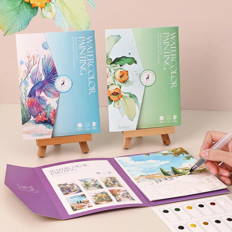 Watercolor Painting Set – 12-Color Paint & Kids Coloring Book Watercolor Art Kit Babs