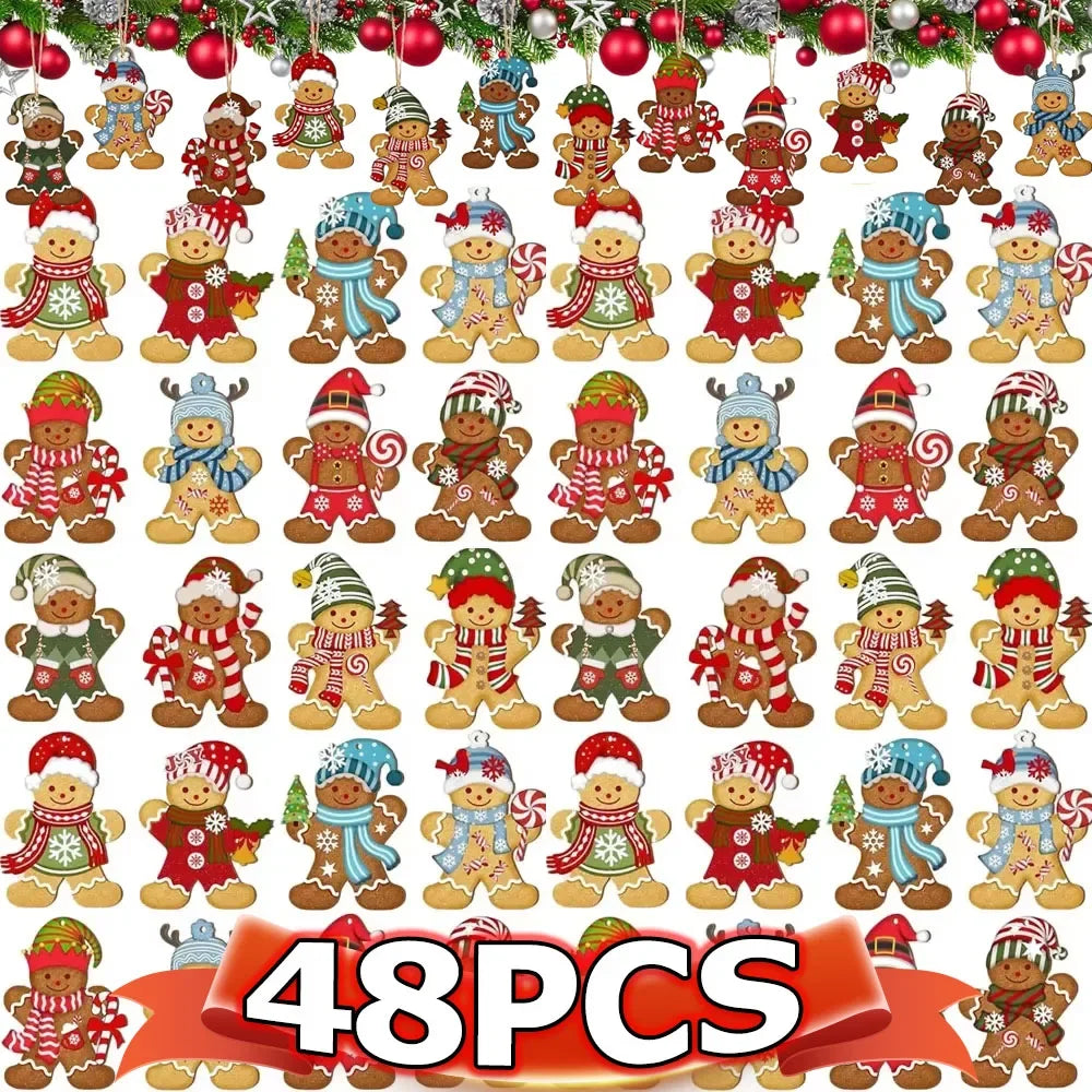 Wooden Gingerbread Man Christmas Ornaments Set of 12 – DIY Xmas Christmas Tree Ornaments Babs
