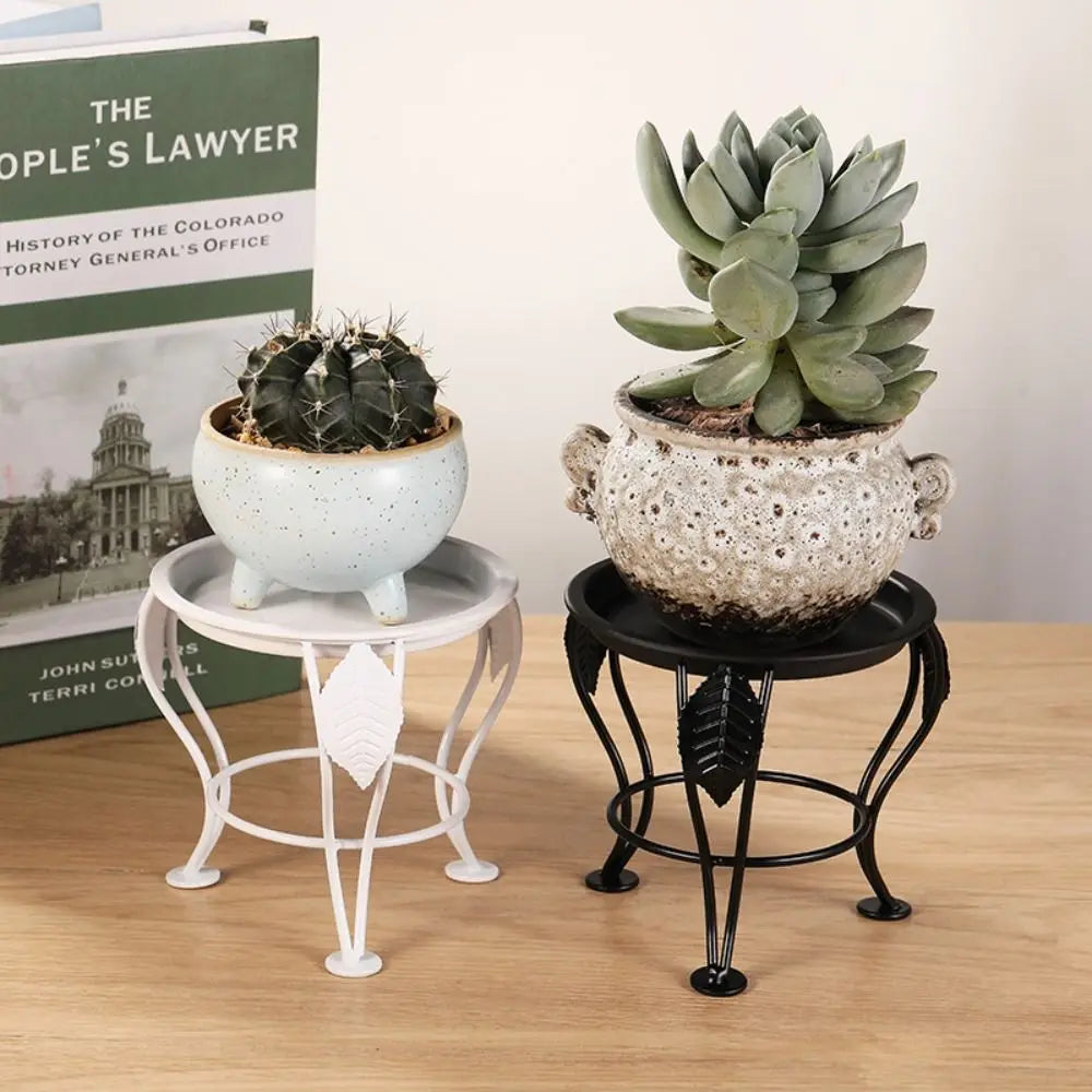Mini Iron Three-Legged Plant Stand – Black & White Flower Rack Plant Stand Babs