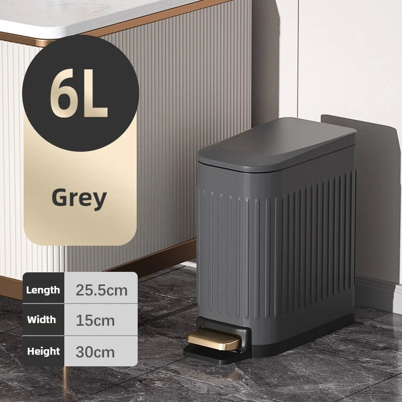 Stainless Steel Foot Pedal Trash Can with Lid – 10L Modern Foot Pedal Trash Can Babs 6L Gray