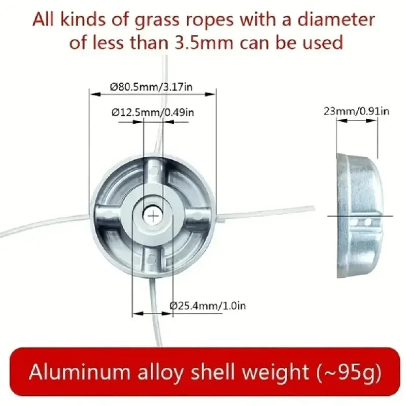 Universal Aluminum Weed Trimmer Head – Nylon & Steel Line Trimmer Head Replacement Babs