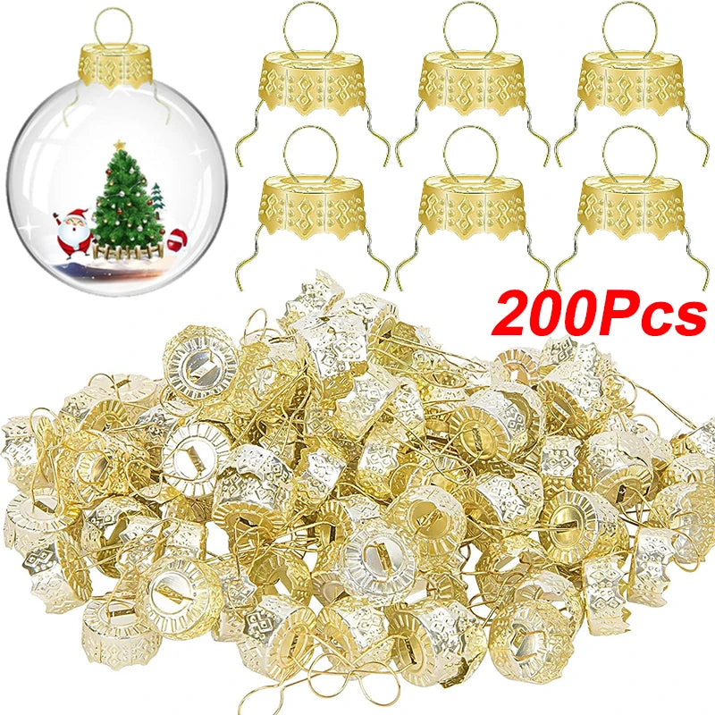 Christmas Ornament Caps & Hanger Strings – 50/100/200 Pcs Ornament Caps & Hangers Babs 200pcs gold cap 14mm