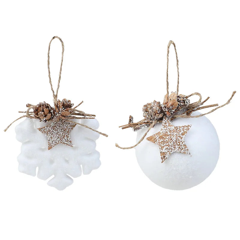 White Foam Christmas Ornaments – Snowflake & Ball Pendants Christmas Tree Ornaments Babs