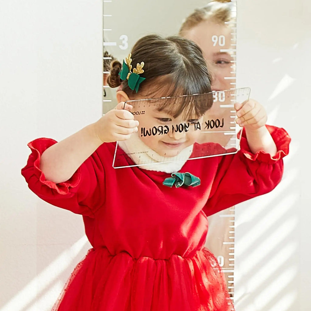 Kids Puzzle Growth Chart Mirror – Foldable Wall Height Tracker Kids Growth Chart Mirror Babs