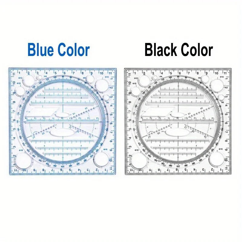 2pc Rotatable Drawing Template Ruler – Geometry & Drafting Tool Drafting Template Ruler Babs 2color miexd