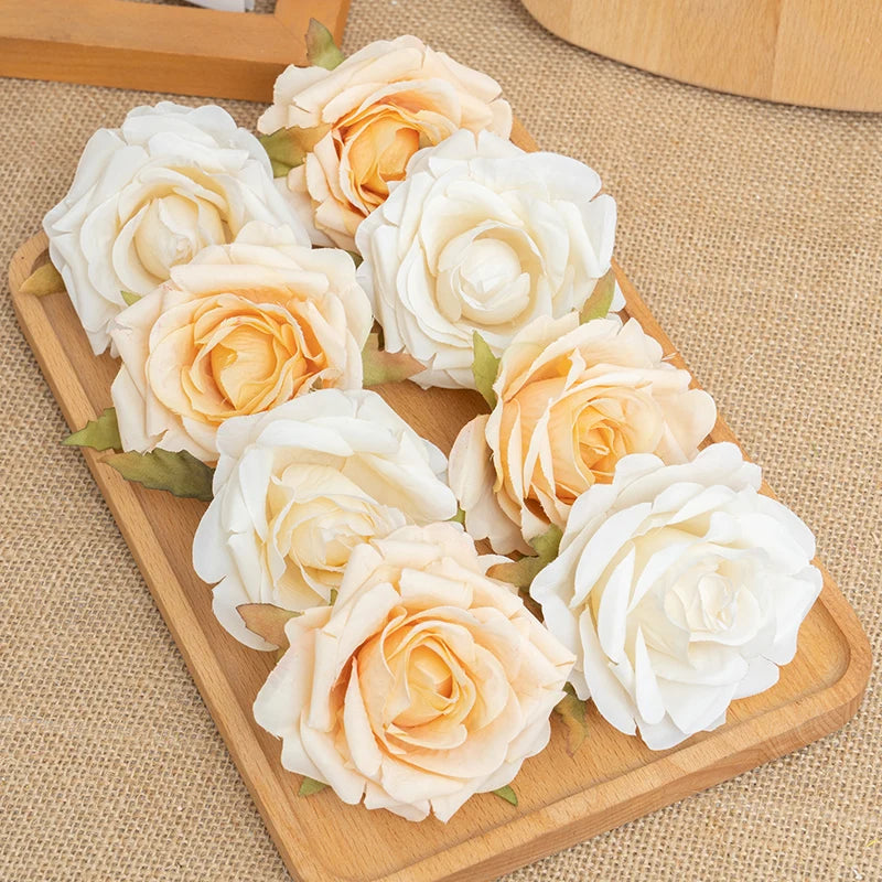 5Pcs Silk Rose Artificial Flower Heads – Wedding & Home Decor Artificial Flower Heads Babs