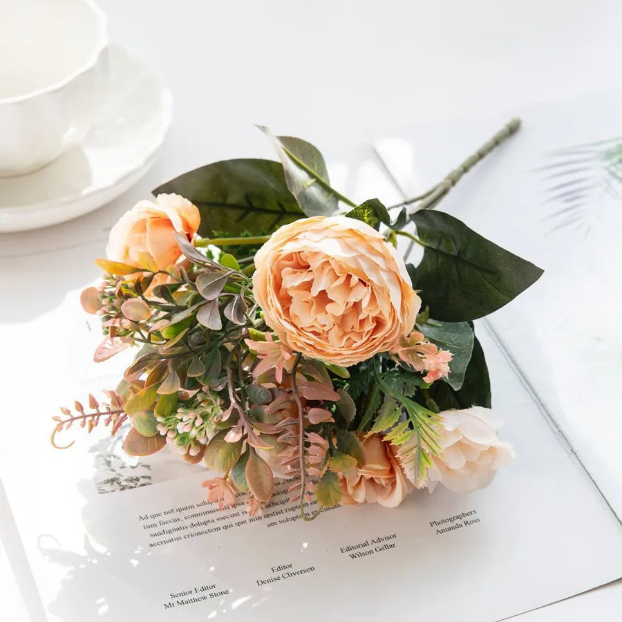 Silk Peony Artificial Flower Bouquet for Wedding & Home Decor Artificial Flower Bouquet Babs color 1 1 pc