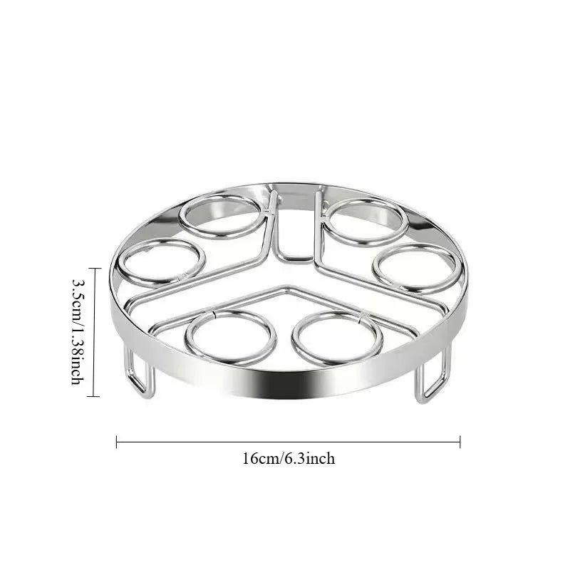 Stainless Steel 6-Hole Egg Steamer Rack with Insulating Pad Kitchen Steamer Rack Babs silvery