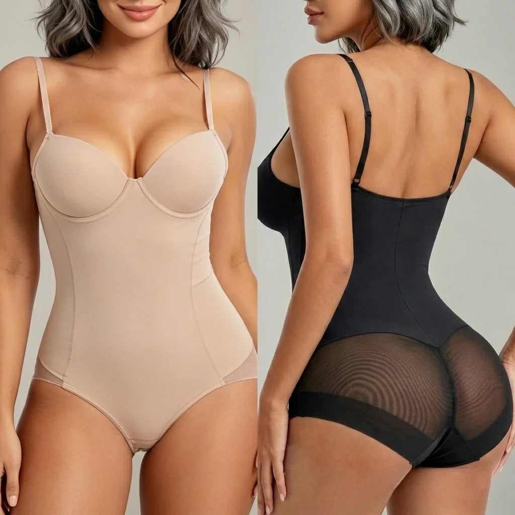 Women's Tummy Control Shapewear Bodysuit with Bra & Crotch Clip Shapewear Bodysuit Babs