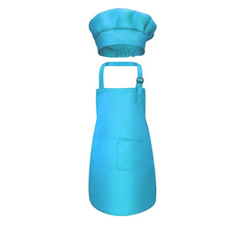 Kids Chef Apron & Hat Set – Kitchen Craft Painting PVC Apron Kids Chef Apron Set Babs Sky blue L
