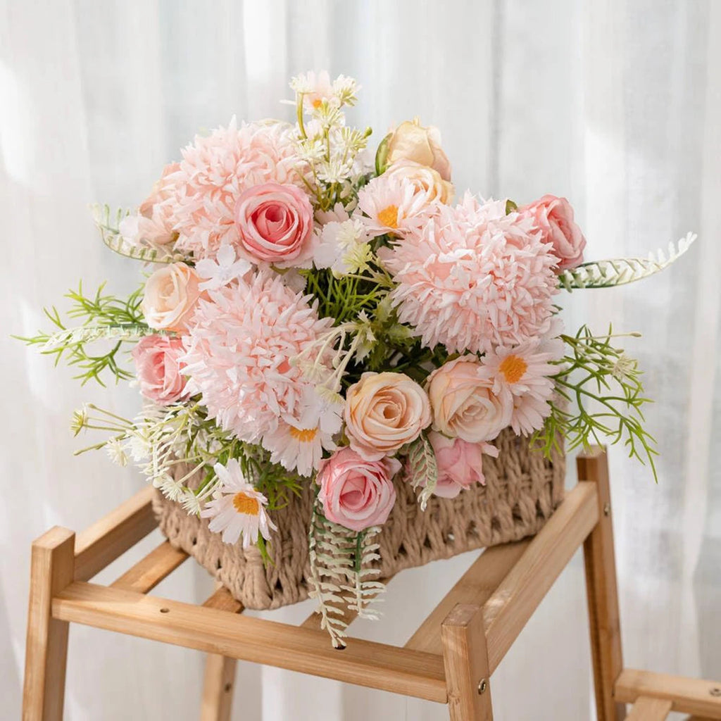 Artificial Silk Roses & Hydrangeas Bouquet – Wedding Home Decor Artificial Flower Bouquet Babs