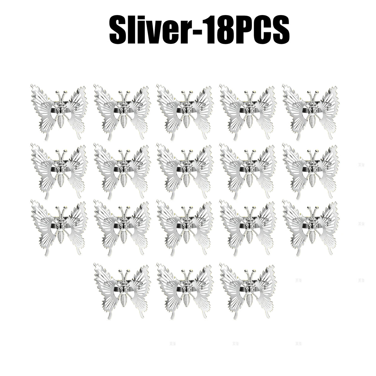 Spring Butterfly Napkin Rings Set | Wedding & Party Table Decor Napkin Rings Set Babs Sliver 18PCS