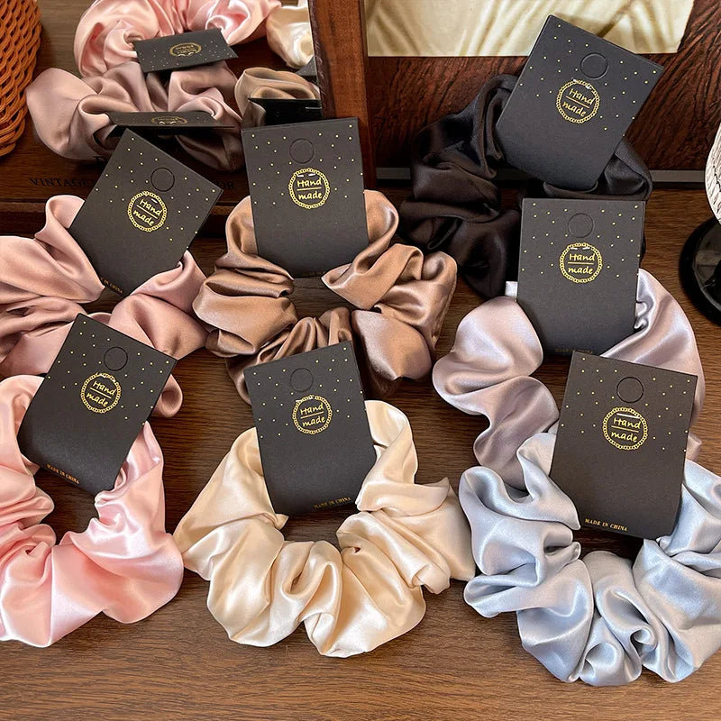 French Satin Silk Hair Scrunchie 13CM – Elegant Women's Accessory Satin Hair Scrunchie Babs