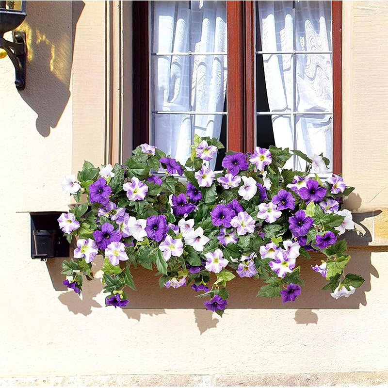 Purple Silk Morning Glory Fake Flower Bouquet | Wedding & Home Decor Artificial Flower Bouquet Babs