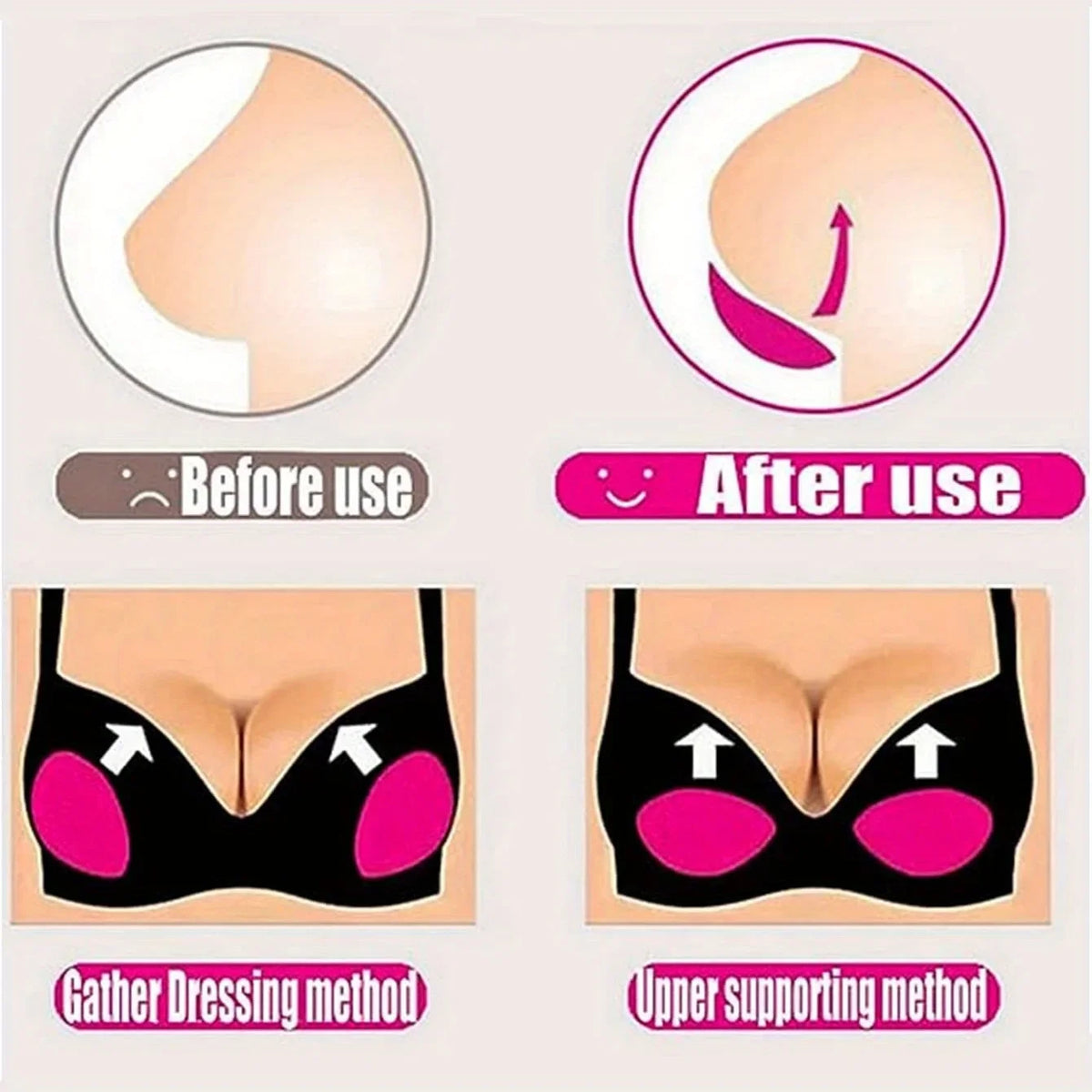 Reusable Push-Up Bra Pads – Soft Polyester Breast Pads, 1 Pair Reusable Bra Pads Babs
