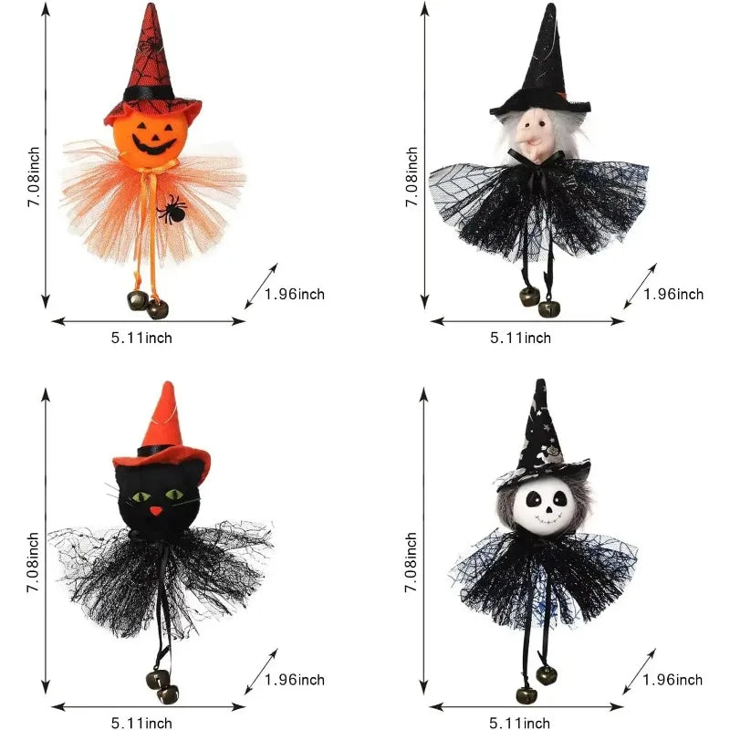 Halloween Gnome Hanging Ornaments – Set of 4 Spooky Characters Halloween Hanging Ornament Babs