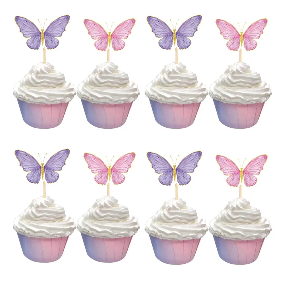 Butterfly Cupcake Tower Stand, Wrappers & Cake Toppers Set Party Decoration Set Babs