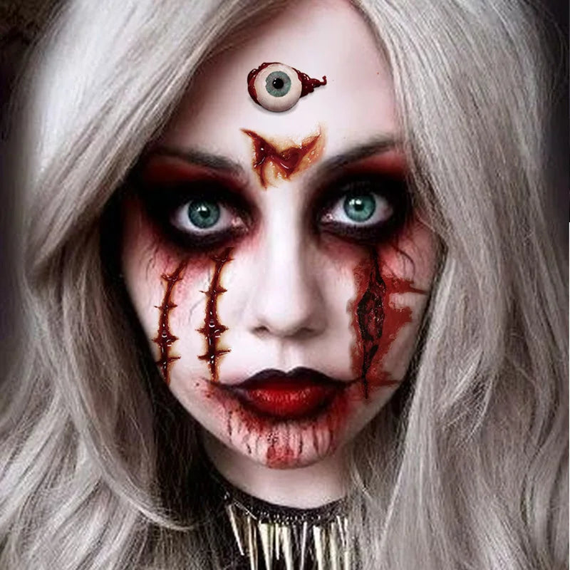 Halloween Scar Tattoo Stickers – Realistic Fake Wound Decals Temporary Tattoo Stickers Babs
