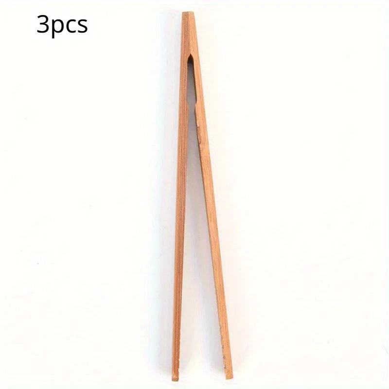 Reusable Bamboo Toast Tongs – Ultra-Grip Kitchen Utensil Bamboo Kitchen Tongs Babs 3pcs