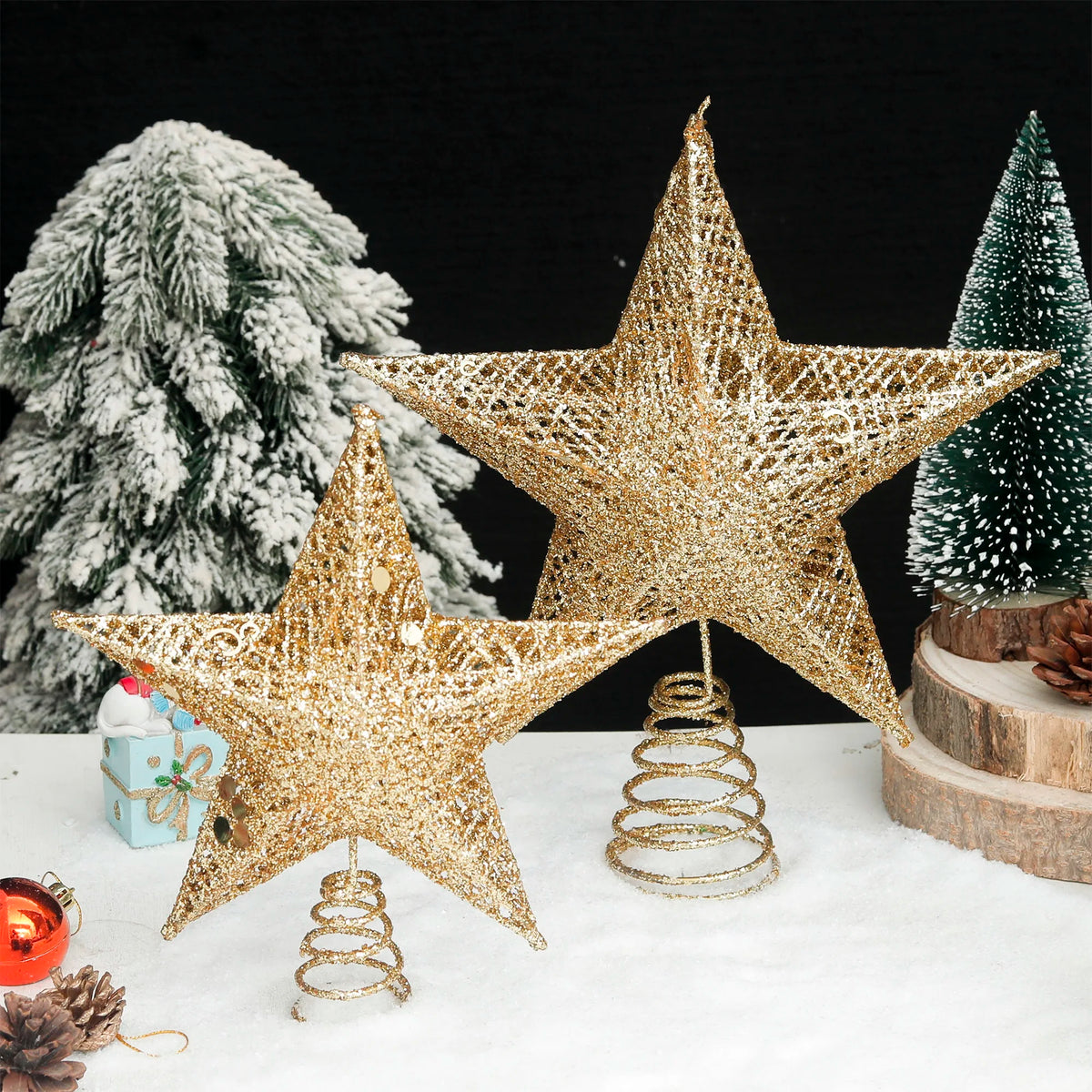 Gold Silver Glitter Star Christmas Tree Topper Ornament Christmas Tree Topper Babs