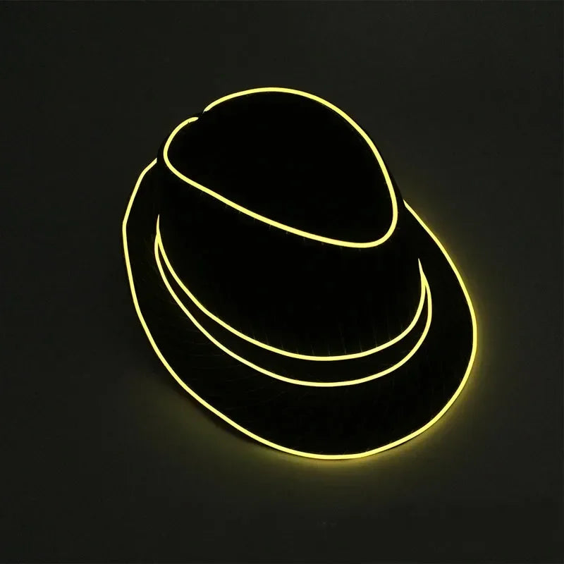 LED Flashing Jazz Cap Glow Hat – Unisex Party Costume Set LED Costume Hat Babs yellow hat