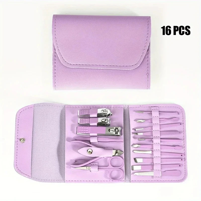 16-Piece Manicure Set – Carbon Steel Nail Tools with Travel Case Manicure Tool Set Babs