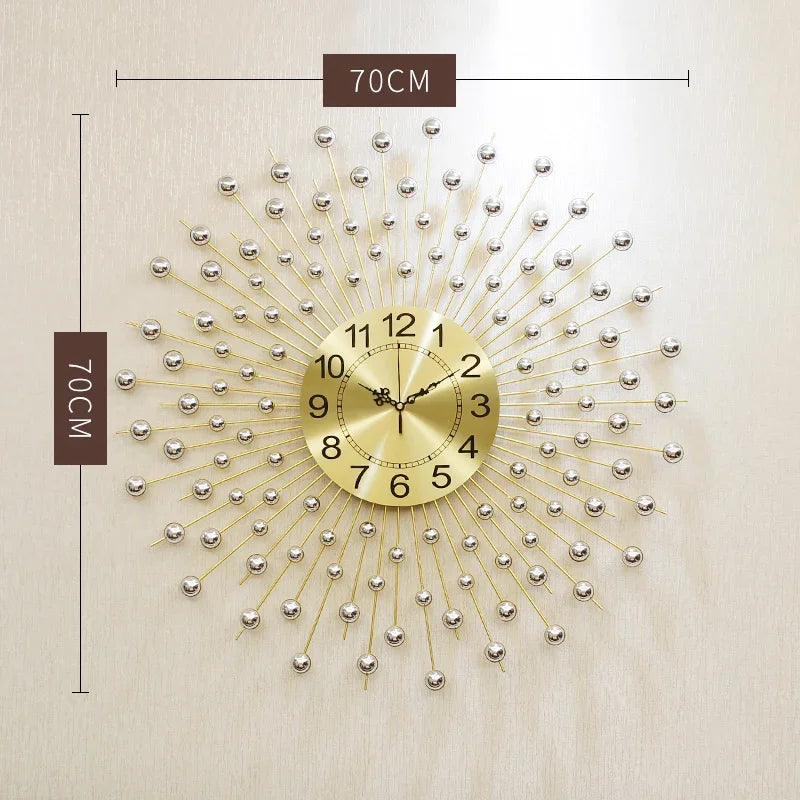 3D Large Metal Wall Clock – Modern Gold Nordic Luxury 60–80cm Metal Wall Clock Babs 70X70CM Other