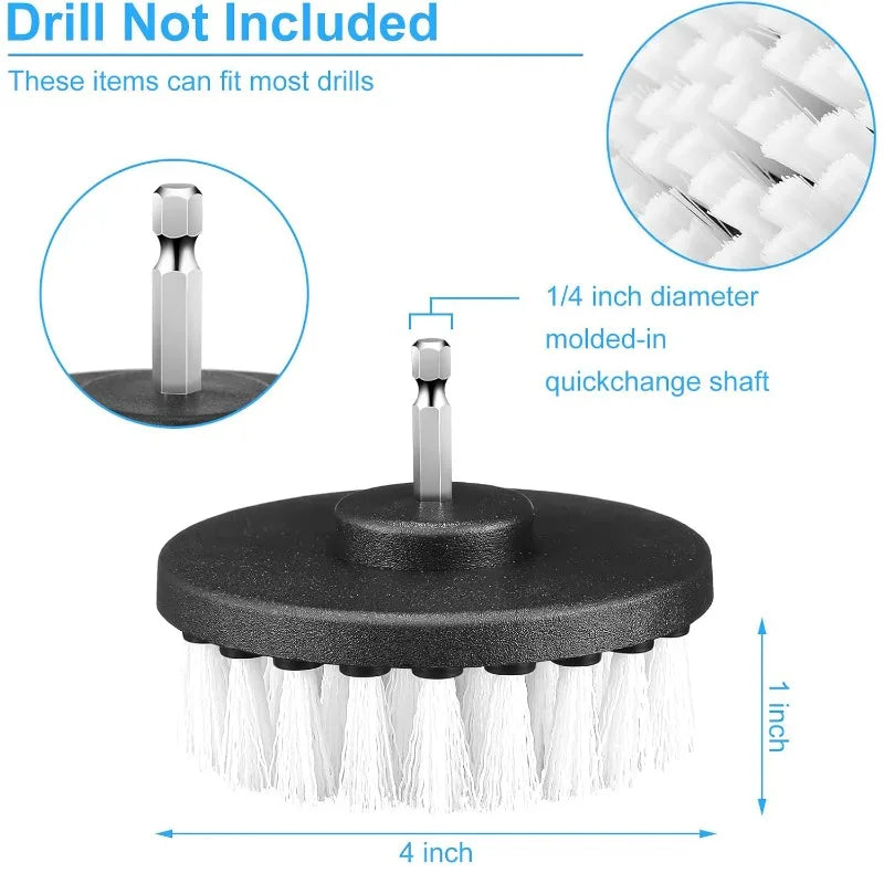 4-Inch Soft Drill Brush Attachment – Carpet, Tile & Car Drill Brush Attachment Babs