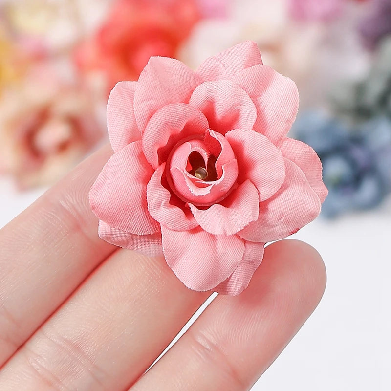 10Pcs Silk Artificial Rose Heads 4cm | Wedding & Home Decor Artificial Silk Flowers Babs