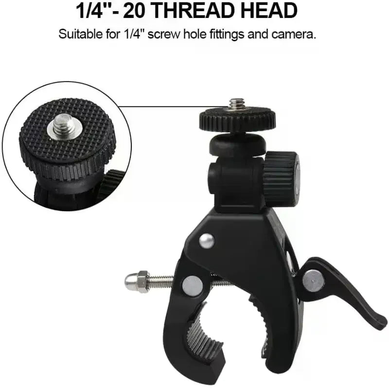 360° Bike Handlebar Camera Mount – Universal 1/4" Tripod Clamp Camera Handlebar Mount Babs