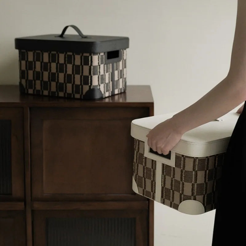 Large Leather Storage Box with Lid – Retro Luxury Organizer Leather Storage Box Babs