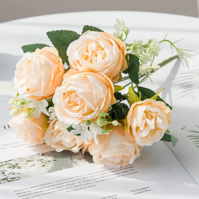 Silk Peony Bouquet – Artificial Flowers for Home & Events Artificial Flower Bouquet Babs (champagne) 1pc